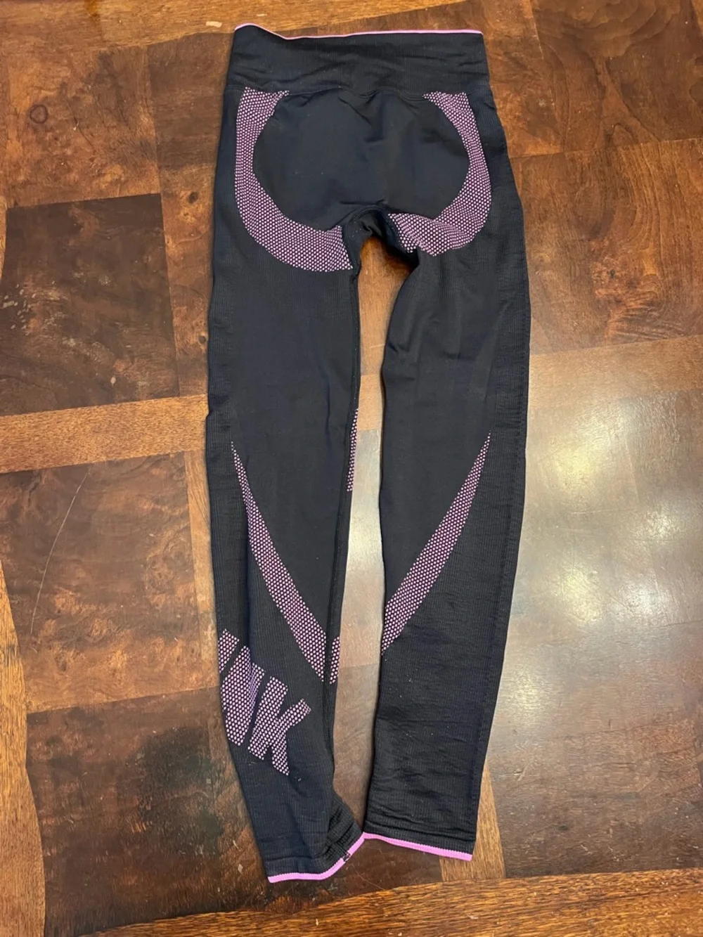 PINK Active Black & Pink Leggings XS Preowned Good Condition - Picture 4 of 9
